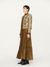 INTO THE EAST 25 Autumn/Winter Moss Green Lace-Up Silk Top/Spliced Layered Silk Skirt ITE-E1DGAW002GR20TP-LV Top